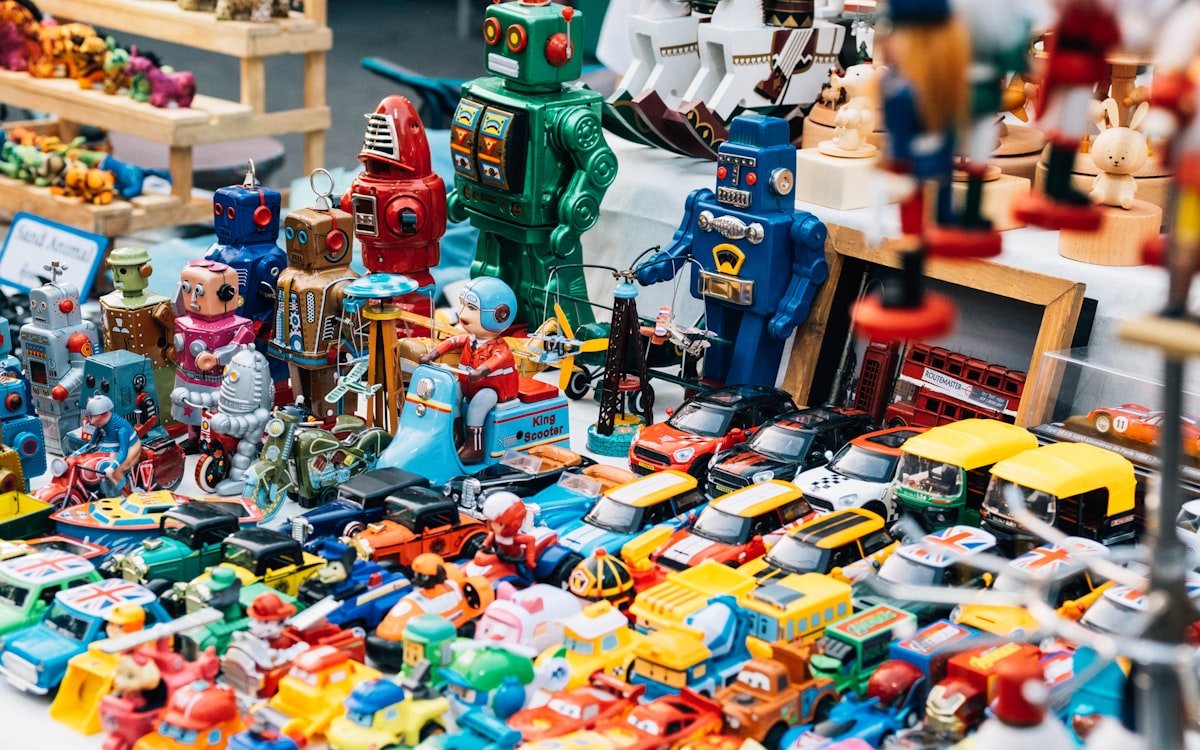 Colourful assortment of children's toys